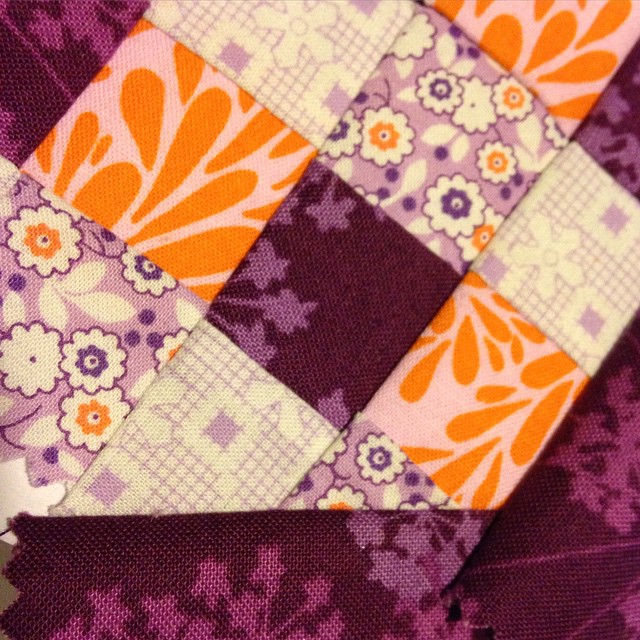 Teeny improv piecing from some mini charm packs I had…
