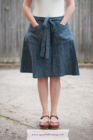 Miette Wrap skirt in Indigo denim