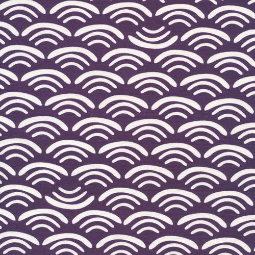 Cloud9 Koi Organic Cotton Canvas - Smile and Wave - Plum