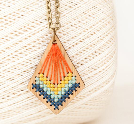 Bamboo Straight Stitch Pendant Kit - Kite