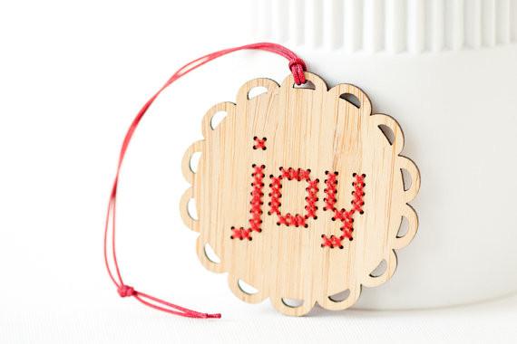 Bamboo Cross Stitch Holiday Ornament