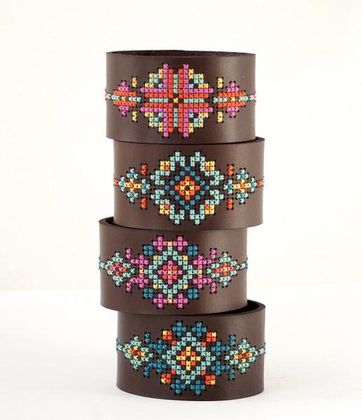 Brown Leather Cuff Cross Stitch Kit